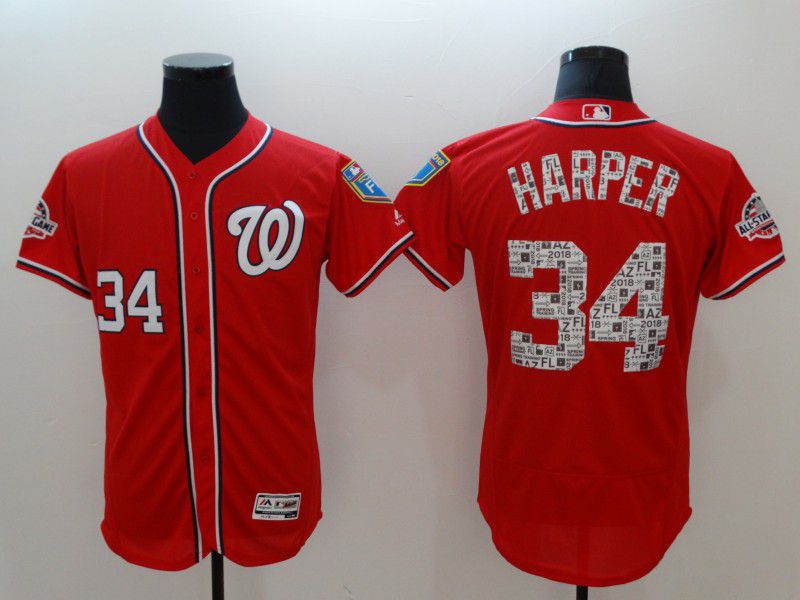 Men Washington Nationals 34 Harper Red Elite Spring Edition MLB Jerseys